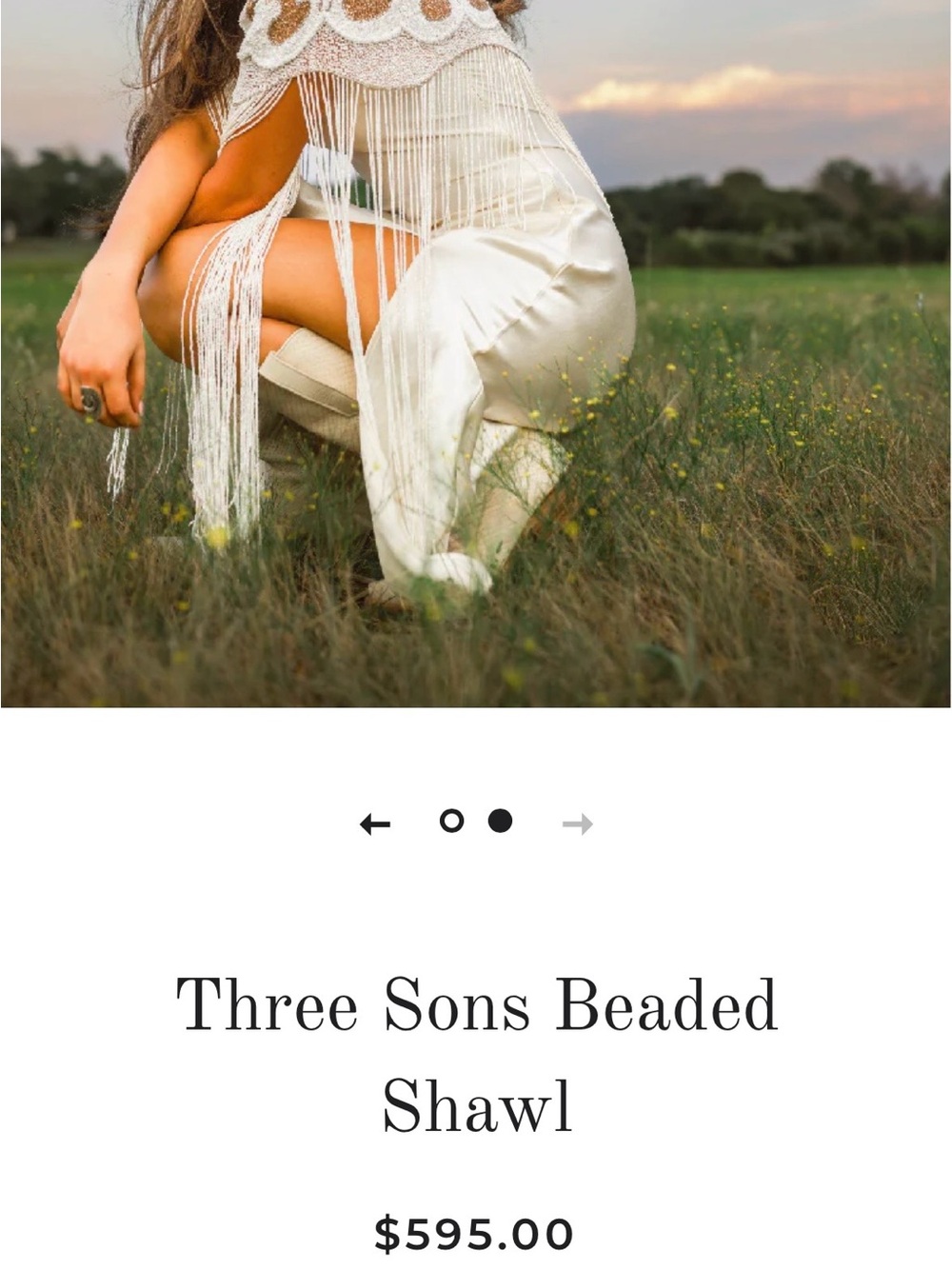 Three Sons Beaded Fringe Shawl in Cream